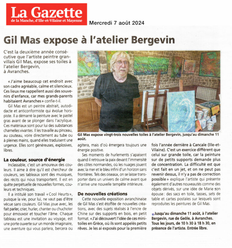 LA GAZETTE 7 AOUT 2024 GIL MAS PEINTRE ABSTRAIT