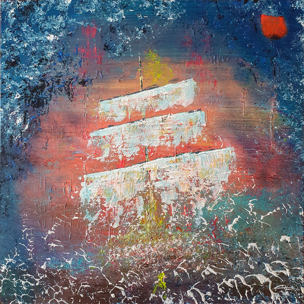 L'HERMIONE-60X60- peinture abstraite de Gil MAS