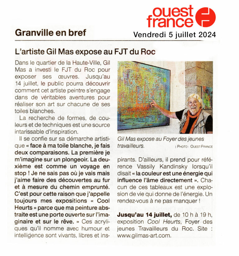 Ouest France article Gil MAS exposition Granville